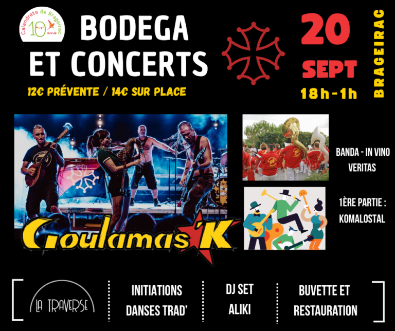 🎉 BODEGÀ & CONCÈRTS OCCITANS : LA CALANDRETA BEL SOLELH FESTEJA SOS 10 ANS A BRAGEIRAC ! 🎂
Informacions e reservacion sus l'eveniment ➡️